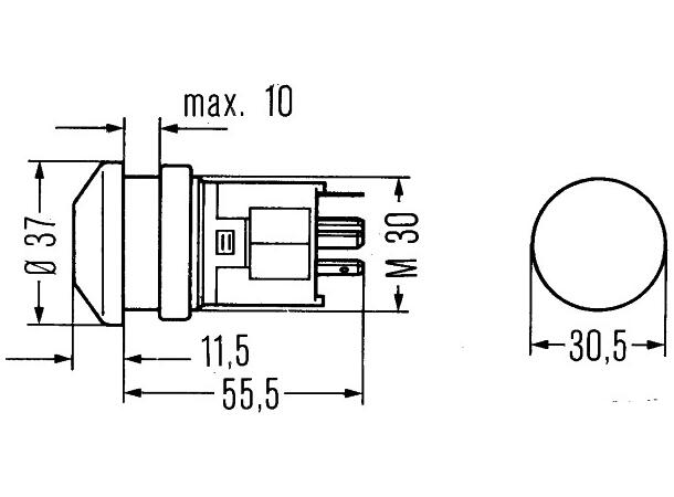 Av/På Trykkbryter grønn 12V 14 Amp. Hella 