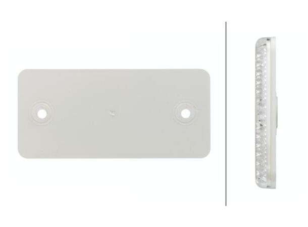 Refleks hvit rekt.94x44mm hull 2xØ4,3mm Hella 