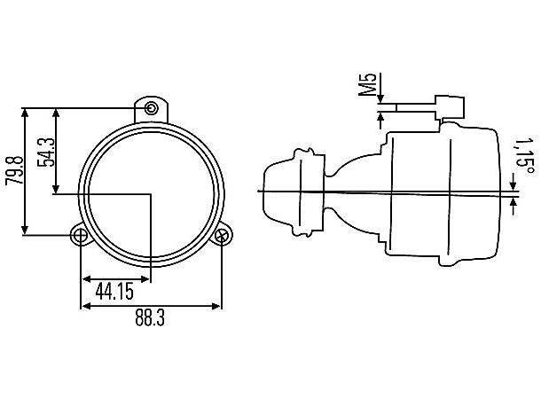Lysk. H3DE-24V Ø80mm kurve-tåkel.m/kappe Hella 