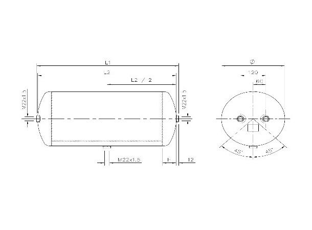 Trykklufttank 80 LT X 396X750 Stål 