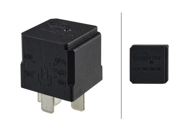 Vekselrele, 24V 10/20A m/motstand Hella 