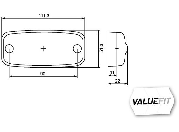 LED sidemarkeringslykt 9-36v 3led Gul VF Hella 