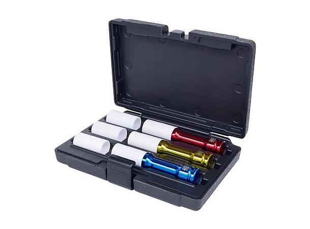 1/2" Aluminium wheel impact socket set, extra deep, 6 pcs 