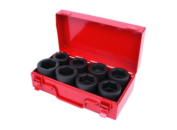 1" Hexagon impact socket set, short, 8 p cs 