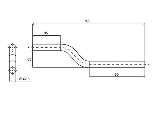 Skjermrør  PK-705 liten bue Ø42,5mm 