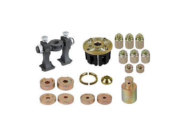 Universal tool set for compact wheel bea ring assembly and disassembly, 33 pcs 
