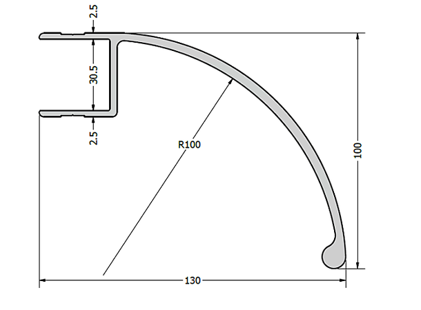 Endeprofil sidehinder Buet L=500mm Hytrans 