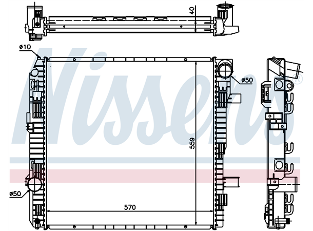 Radiator m/Ramme 570x559x40mm MB Atego Nissens 