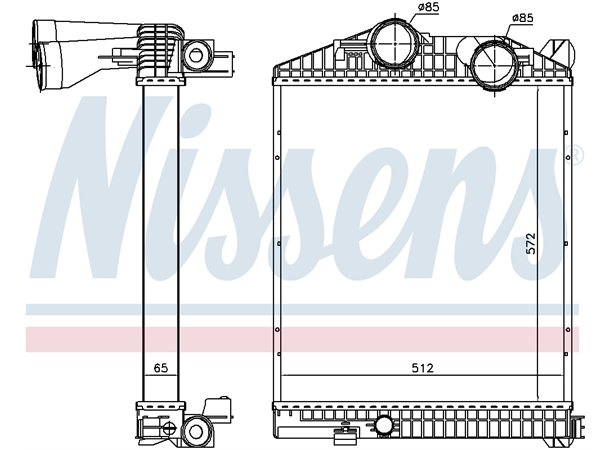 Intercooler 572x512x65mm MB Nissens 