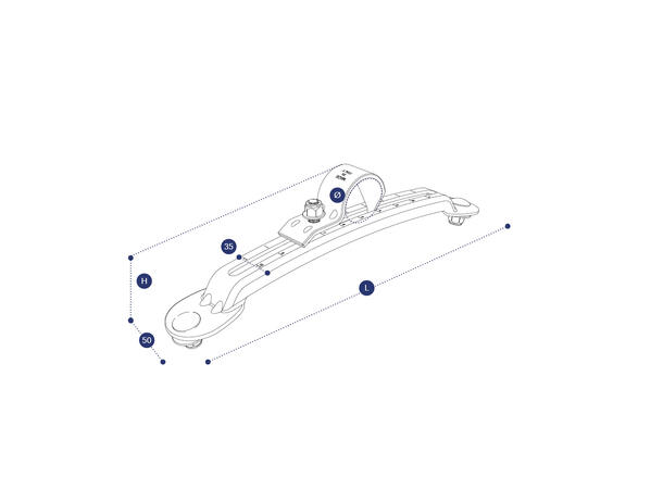 Skjermfeste justerbart Ø42mm 340mm zinc Domar 