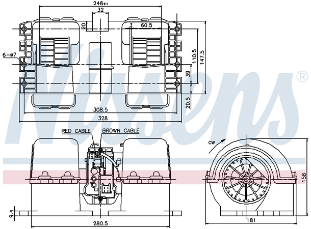 Kupevifte Man inkl motstand Nissens 