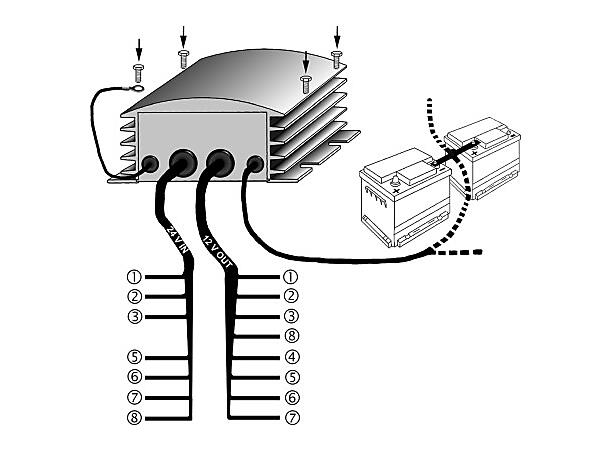 Omformer fra 24v til 12v Hella 