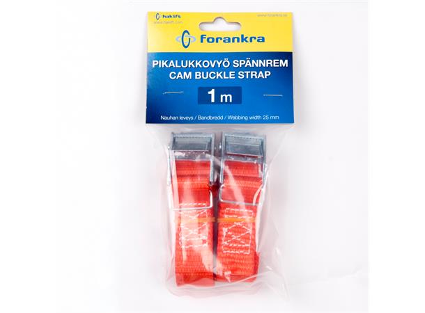 Hurtigsurring 25mm 1m  2 st / ÅF-pack Brudd: 250kg (rett trekk)  Farge: rød  L 