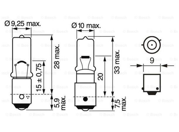 Pære 12V H6W Pure Light Bosch 
