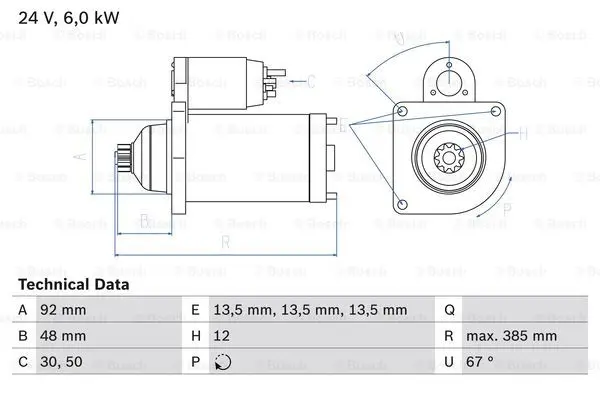 Starter 12 Tenner Scania Bosch 