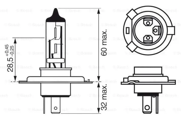 Pære 12V H4 Pure Light Bosch 