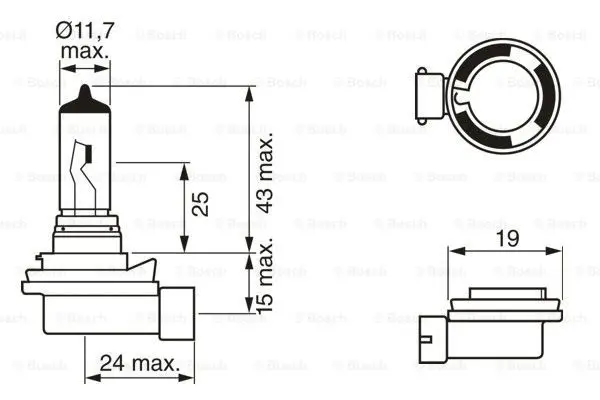 Pære 12V H8 Pure Light Bosch 