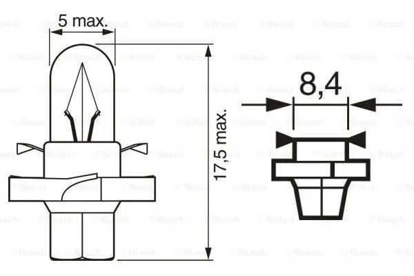 Pære 12V T5 1,2W MF Pure Light Bosch 