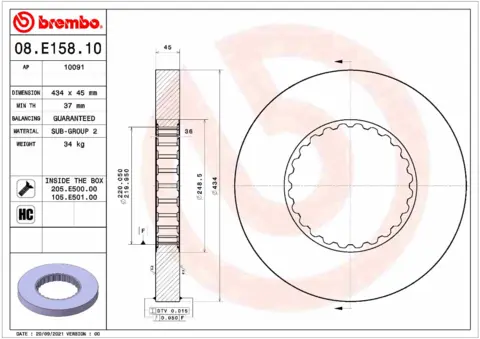 Bremseskive Ø430mm Solid Volvo Brembo