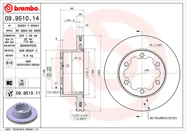 Bremseskive LCV BREMBO 
