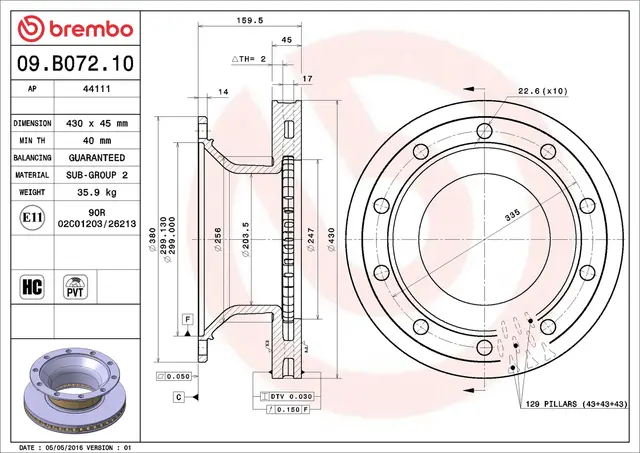 Bremseskive BPW BREMBO 