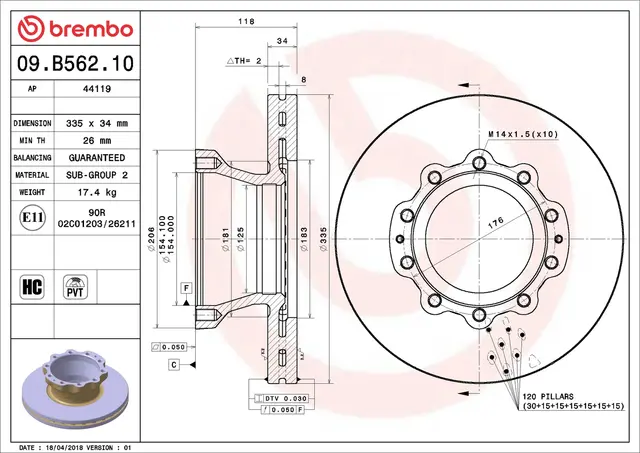 Bremseskive MAN BREMBO 