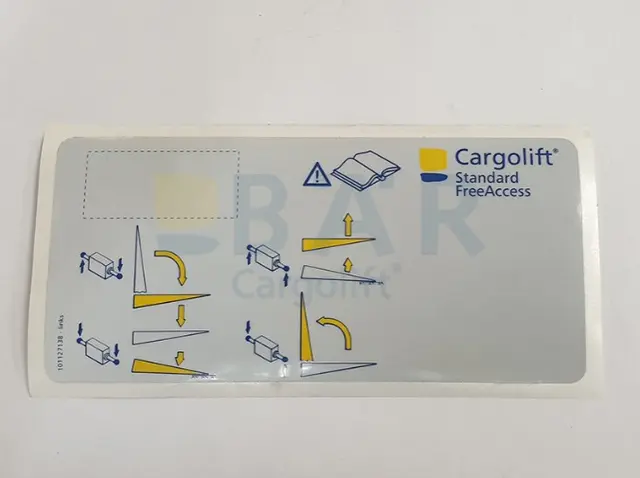 operating label Standard/FreeAccess left Bär Cargolift 