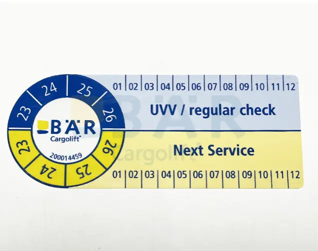 Test budge UVV and SERVICE 26-29 Bär Cargolift 