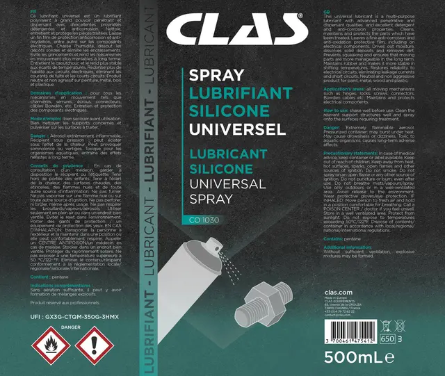 LUBRICANT SILICONE UNIVERSAL SPRAY 500ml Clas 