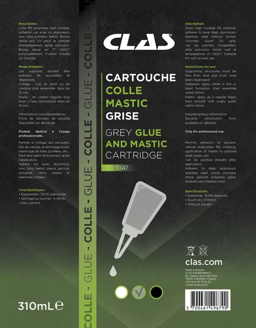 GREY GLUE AND MASTIC CARTRIDGE 310ml Clas 