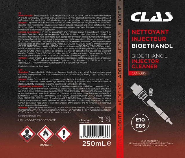 250ml BIOETHANOL INJECTOR CLEANER Clas 