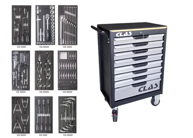 8 DRAWERS + 172 TOOL ROLLER CABINET Clas 