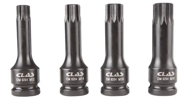 4 PCS SPLINE 1/2" D. XZN BIT SET M12-M14 Clas 