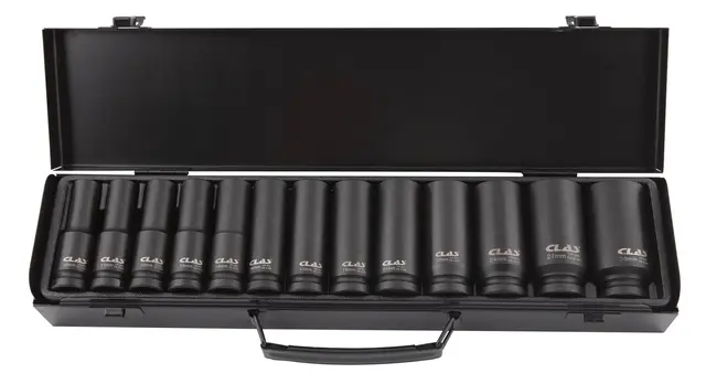 LONG HEX IMPACT SOCKET SET 10-30mm 1/2" Clas 