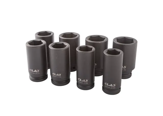 3/4" LONG HEX IMPACT SOCKET SET 26-38mm Clas 