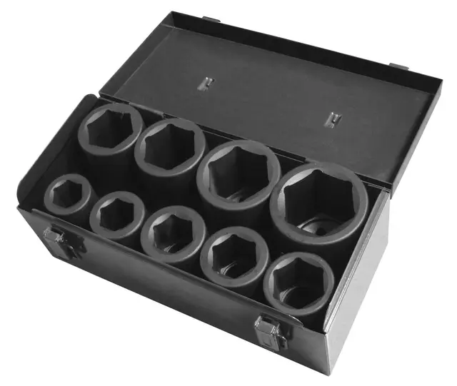 1" LONG HEX IMPACT SOCKET SET 24-50mm (9 Clas 