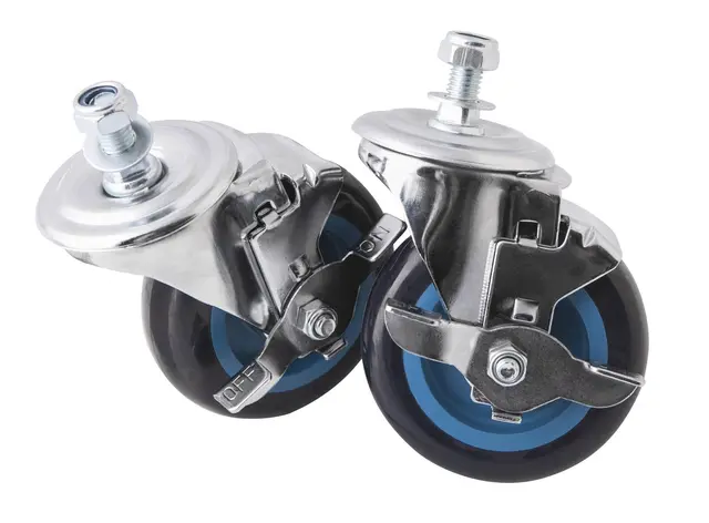 PAIR OF PIVOTING BRAKED WHEELS Ø100x30mm Clas 