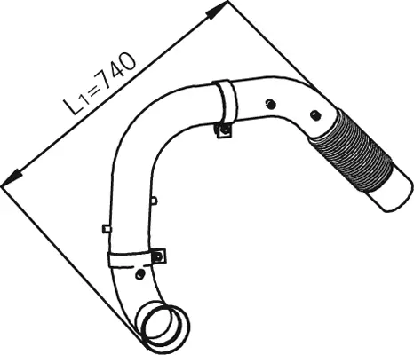 Exhaust Pipe w. Bellow for Mercedes DINEX 