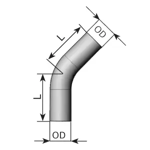 Exhaust Pipe, universal 45 grader UNIVERSAL 