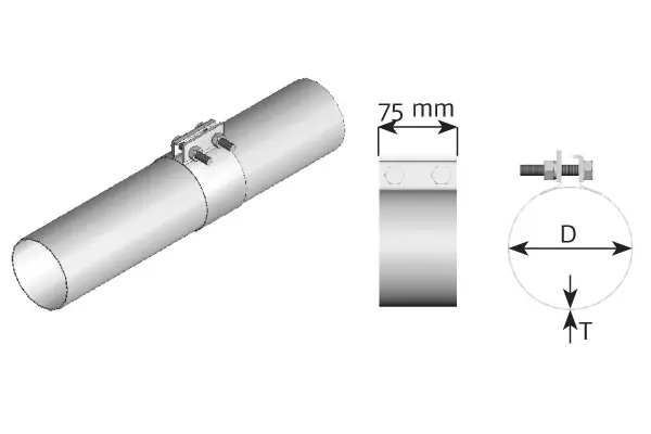 ButtFit Flat Klemme Ø=127 / L=75 mm, ALU Dinex 