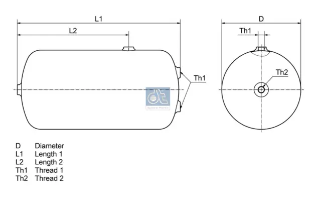 Trykklufttank 16L 246X410 D: 246 mm, M22 x 1,5, L: 410 mm, 14 bar 