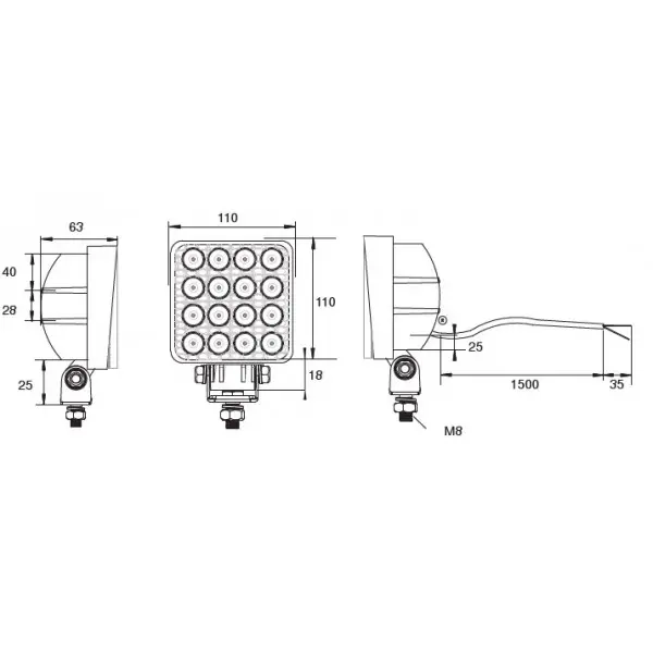 Arbeidslys LED 3500 Flood 1,5m Fabrilcar 