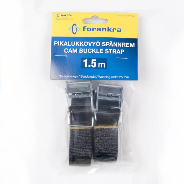 Hurtigsurring 25mm 1,5m  2 st / ÅF-pack Brudd: 250kg (rett trekk)  Farge: sort 