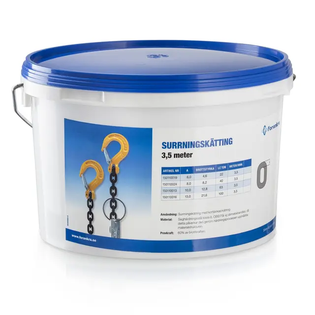 Surrekjetting 10mm krok-krok, kl.8, kort LC: 63kN  Brudd: 12,8ton, Farge: Sort/Gu 