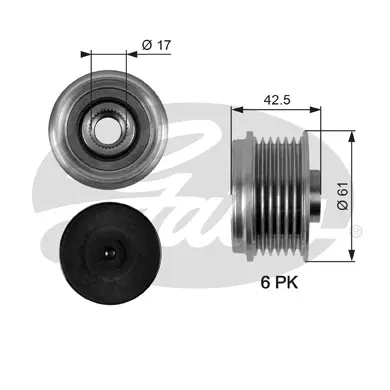 OAP OAP7043 OVERRUNNING ALT.PULLEY Gates 