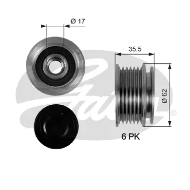 OAP OAP7044 OVERRUNNING ALT.PULLEY Gates 