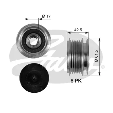 OAP OAP7047 OVERRUNNING ALT.PULLEY Gates 