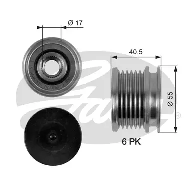 OAP OAP7057 OVERRUNNING ALT.PULLEY Gates 
