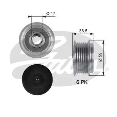 OAP OAP7063 OVERRUNNING ALT.PULLEY Gates 