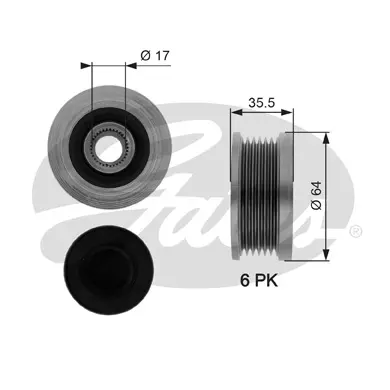 OAP OAP7073 OVERRUNNING ALT.PULLEY Gates 